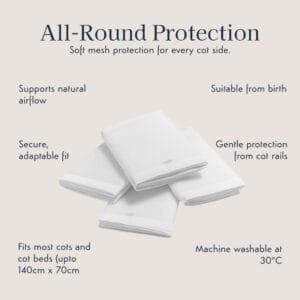Purflo Breathable Cot Bumper 4 pack Soft White2
