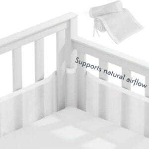 Purflo Breathable Cot Bumper 4 pack Soft White3