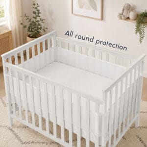 Purflo Breathable Cot Bumper 4 pack Soft White4