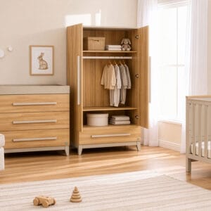 Tutti Bambini Hallee Wardrobe Golden Oak and Mushroom