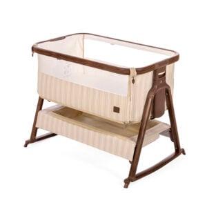 Tutti Bambini Origin CoZee Air 2 Bedside Crib Rich Walnut & Cashmere Vintage Stripe (2)