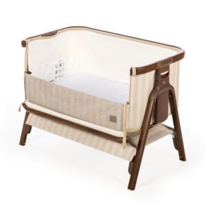 Tutti Bambini Origin CoZee OG Bedside Crib Rich Walnut & Cashmere Vintage Stripe (2)