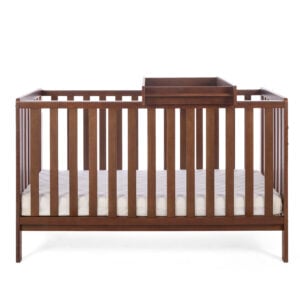 Tutti Bambini Origin Malmo Cot Bed, Cot Top Changer & Mattress Bundle Rich Walnut (1)