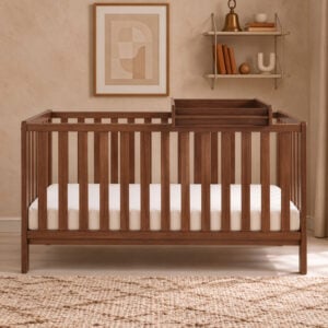 Tutti Bambini Origin Malmo Cot Bed, Cot Top Changer & Mattress Bundle Rich Walnut (36)