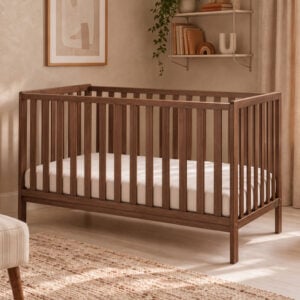 Tutti Bambini Origin Malmo Cot Bed, Cot Top Changer & Mattress Bundle Rich Walnut (37)