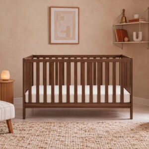 Tutti Bambini Origin Malmo Cot Bed, Cot Top Changer & Mattress Bundle Rich Walnut (38)