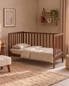 Tutti Bambini Origin Malmo Cot Bed, Cot Top Changer & Mattress Bundle Rich Walnut (41)