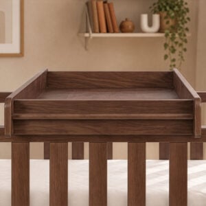 Tutti Bambini Origin Malmo Cot Bed, Cot Top Changer & Mattress Bundle Rich Walnut (43)