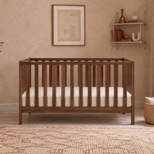 Tutti Bambini Origin Malmo Cot Bed, Cot Top Changer & Mattress Bundle Rich Walnut (44)