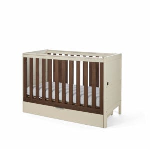 Tutti Bambini Origin Riley Compact Cot Bed with Drawer Cashmere and Rich Walnut (1)