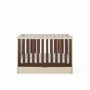 Tutti Bambini Origin Riley Compact Cot Bed with Drawer Cashmere and Rich Walnut (3)