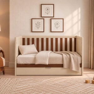 Tutti Bambini Origin Riley Compact Cot Bed with Drawer Cashmere and Rich Walnut (34)