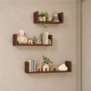 Tutti Bambini Origin Set of Three U Shaped Wall Shelves Rich Walnut